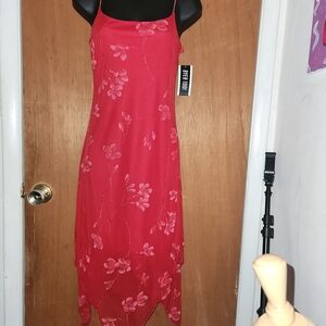 Y2k Red floral glitter asymmetrical hem fairy core dress